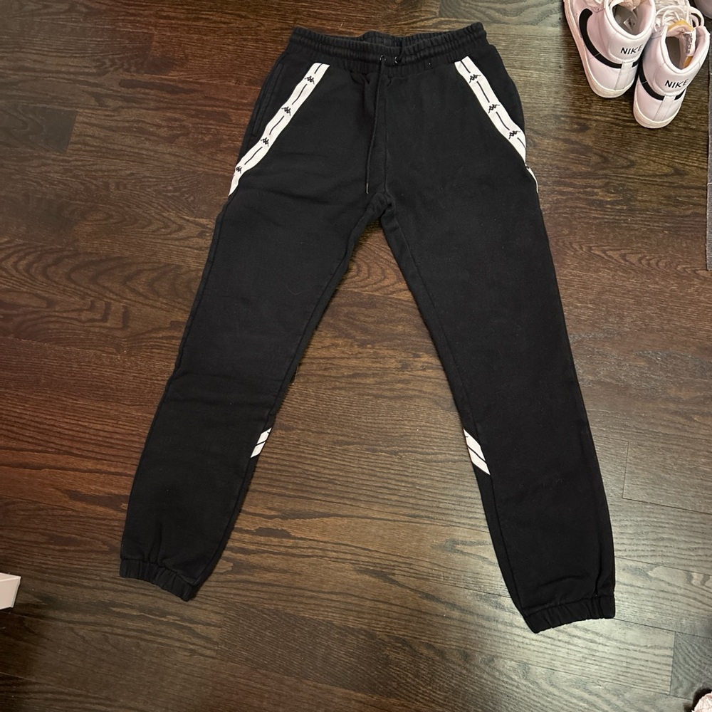Kappa Black and White Jogger Sweatpants Relaxed Fit